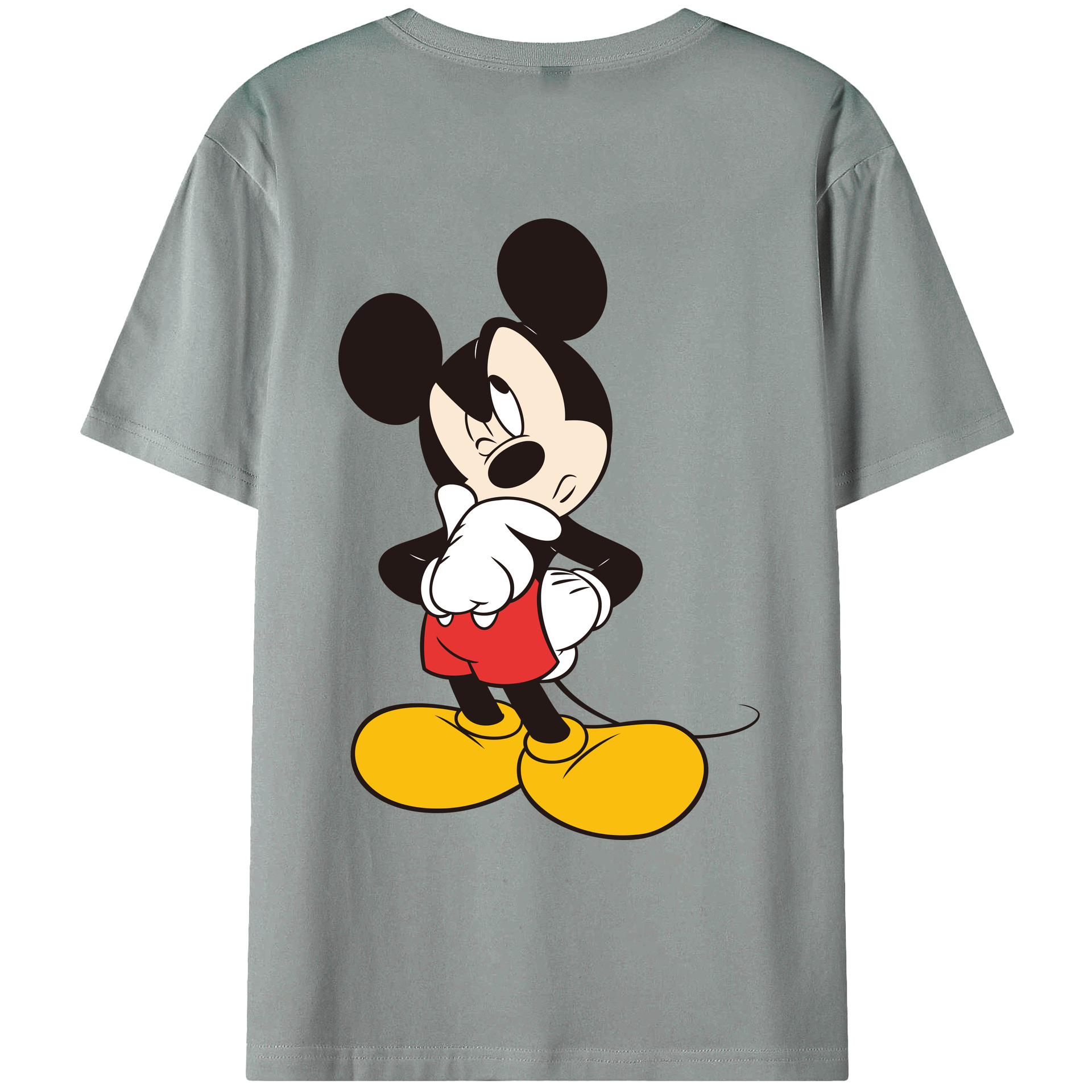 ミッキーマウス Mickey Mouse 綿100％ メンズ半袖Tシャツ（バックプリント） 通気性